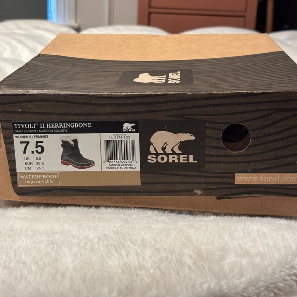 Sorel brown herringbone fur lined Tivoli II low boots size 7 - Picture 6 of 6